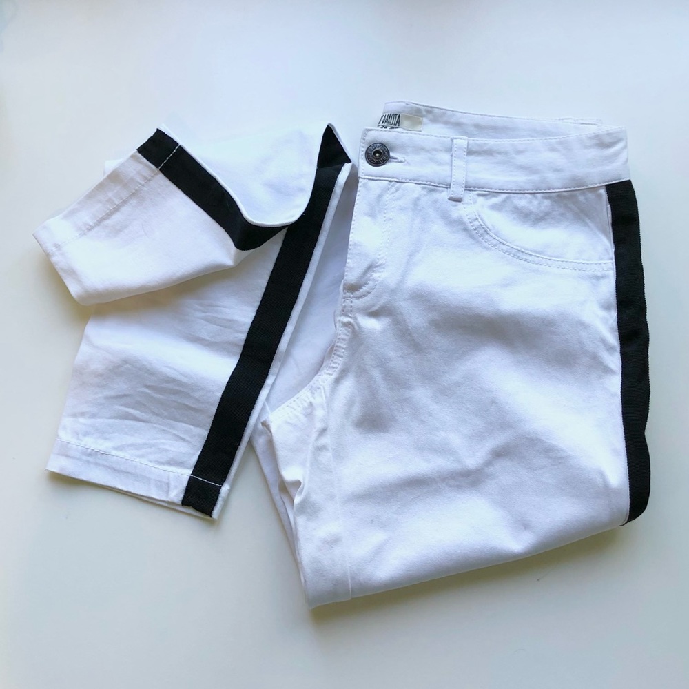 BB Dakota mid-rise white skinny w/ black stripe - Picture 1 of 12